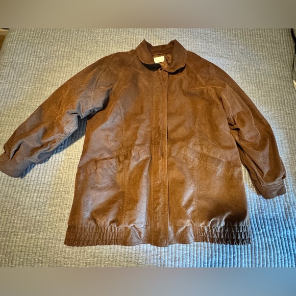 Roaman's Dark Brown Leather Suede Jacket Size A8-Large - Picture 5 of 13